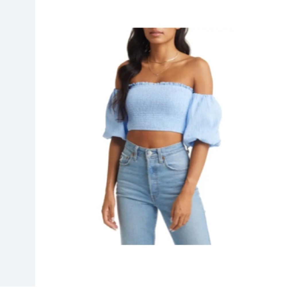Vici Off-Shoulder Light Blue Women's Top